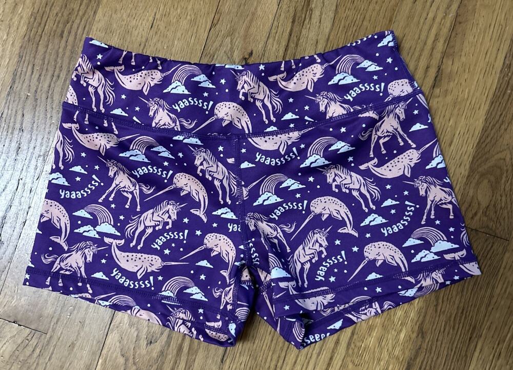 Women’s IAB I Am Becoming Unicorn Narwhal Compression Shorts Size 6 S *C3